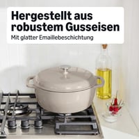 Caserolă rotundă din fontă emailată Amazon Basics cu capac, 4,1 L, Gri pânză 4