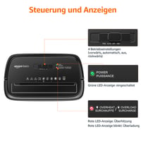 Skartovačka Amazon Basics s krížovým rezom, 12 listov, 22,7 l odpadová nádoba s priehľadným okienkom, na dokumenty a kreditné karty, čierna 4