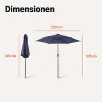 Umbrelă de soare pentru grădină, balcon și terasă Amazon Basics, mecanism cu manivelă, reglabilă, 305 cm, albastru închis 5