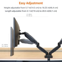 Amazon Basics držiak na dva monitory s plynovou pružinou, 38,1–68,6 cm, 2–7 kg/rameno, VESA 75x75/100x100 - čierny 5