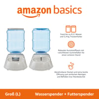 Amazon Basics set dozatora za hranu i vodu za kućne ljubimce, veličina L, dozator hrane od 5,44 kg i dozator vode od 9,46 l, 2 komada 2