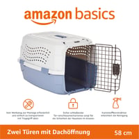 Prepravka pre domáce zvieratá Amazon Basics s 2 dvierkami a otváraním zhora, pre psov a mačky, modrá, 58x38x33 cm 2