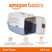 Amazon Basics transporter za kućne ljubimce s 2 vrata i otvorom na krovu, plavi, 48x32x25 cm, transporter za pse i mačke 2
