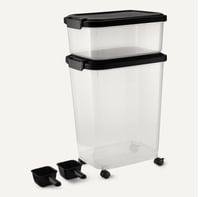 Amazon Basics zásobník na krmivo pre domáce zvieratá 15,8 kg a 4,5 kg, priehľadný čierny, nádoba na krmivo pre psy a mačky 3