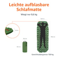 Amazon Basics Ľahká vodoodolná kempingová karimatka s nožnou pumpou, hrúbka 2,2 palca, olivovo zelená, stredná veľkosť 4