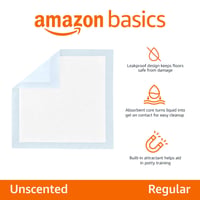 Tréningové podložky pre psov Amazon Basics, 150 ks, modré, 56x56 cm, 5-vrstvové, nepriepustné, s rýchloschnúcim povrchom pre šteniatka 2