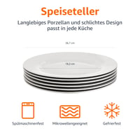 Amazon Basics set plitkih tanjura, 26,67 cm, 6 komada - Porculanski set tanjura za večeru 3