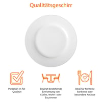 Amazon Basics set plitkih tanjura, 26,67 cm, 6 komada - Porculanski set tanjura za večeru 2
