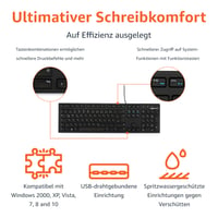 Amazon Basics plochá káblová USB klávesnica s nemeckým (DE) rozložením, matná čierna 2