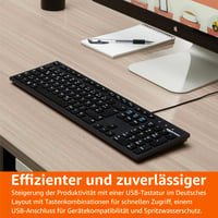 Amazon Basics plochá káblová USB klávesnica s nemeckým (DE) rozložením, matná čierna 6