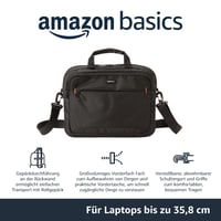 Geantă pentru laptop Amazon Basics, geantă compactă de umăr cu compartimente pentru accesorii, pentru laptop de 14 inchi (35,6 cm), negru, 1 bucată 3