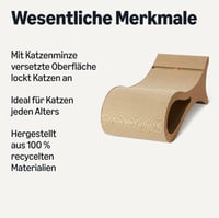 Škrabadlo pre mačky Amazon Basics v tvare pelechu z vlnitej lepenky s interaktívnou loptičkou a šantou mačacou, certifikované FSC, 87,1 x 30 x 30 cm, farba dreva 2