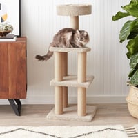 Amazon Basics škrabadlo pre mačky s aktivitami, veľké, 45x45x117 cm, béžové, interiérový škrabací stĺpik 4