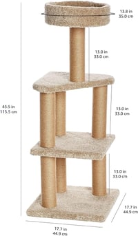 Amazon Basics škrabadlo pre mačky s aktivitami, veľké, 45x45x117 cm, béžové, interiérový škrabací stĺpik 2