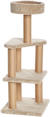Amazon Basics škrabadlo pre mačky s aktivitami, veľké, 45x45x117 cm, béžové, interiérový škrabací stĺpik 1