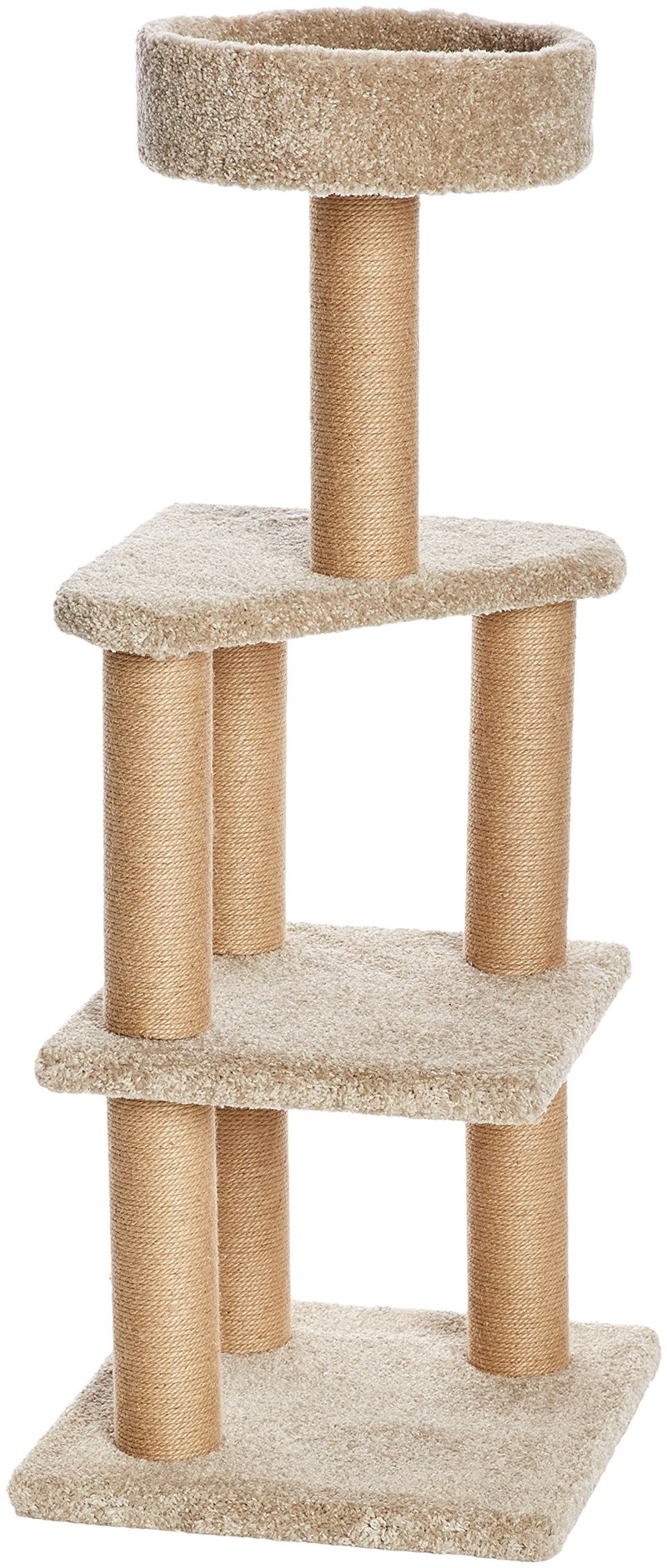 Amazon Basics škrabadlo pre mačky s aktivitami, veľké, 45x45x117 cm, béžové, interiérový škrabací stĺpik