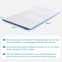 Topper Amazon Basics din spumă cu memorie, cu benzi de fixare, 90x200 cm, grosime 5 cm, alb 10