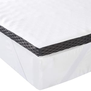 Topper Amazon Basics din spumă cu memorie, cu benzi de fixare, 120x200 cm, grosime 4 cm, alb