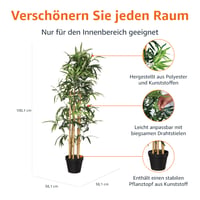 Umelá bambusová rastlina Amazon Basics v plastovom kvetináči, 100 cm, zelená 3