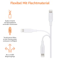 Amazon Basics MFi certifikovaný opletený nylonový kábel USB-C na Lightning pre iPhone 12/11/X/XR, biely, 1,8 m 3