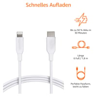 Amazon Basics MFi certifikovaný opletený nylonový kábel USB-C na Lightning pre iPhone 12/11/X/XR, biely, 1,8 m 5