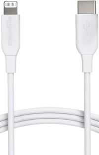 Opletený nylonový USB-C Lightning kábel Amazon Basics s certifikáciou MFi pre iPhone 12, 11, X, XR, biely, 0,9 m, podpora nabíjania Power Delivery 1