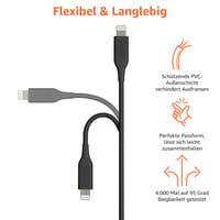 Kábel Amazon Basics USB-C na Lightning s certifikáciou MFi, opletený nylonom, pre iPhone 12/11/X/XR, s podporou Power Delivery, čierny, 0,9 m 3