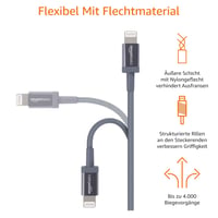 Nabíjací kábel Amazon Basics USB-C na Lightning s certifikáciou MFi, opletený nylonom, pre iPhone 13/12/11/X/XS/XR/8, 1,8 m, tmavosivý 2
