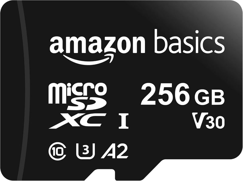 Amazon Basics microSDXC memóriakártya SD adapterrel, A2 U3, 100 MB/s - fekete - 256 GB