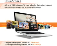 Amazon Basics microSDXC memóriakártya SD adapterrel, A2 U3, 100 MB/s - fekete - 256 GB 3