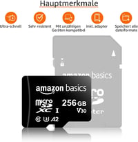 Amazon Basics microSDXC memóriakártya SD adapterrel, A2 U3, 100 MB/s - fekete - 256 GB 2