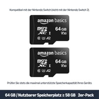 Pamäťová karta microSDXC Amazon Basics s adaptérom, A2, U3, 64 GB, rýchlosť čítania 100 MB/s, čierna, balenie 2 ks 2