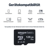 Pamäťová karta Amazon Basics MicroSDXC s adaptérom SD, 128 GB, A2, U3, rýchlosť čítania do 100 MB/s, čierna 3