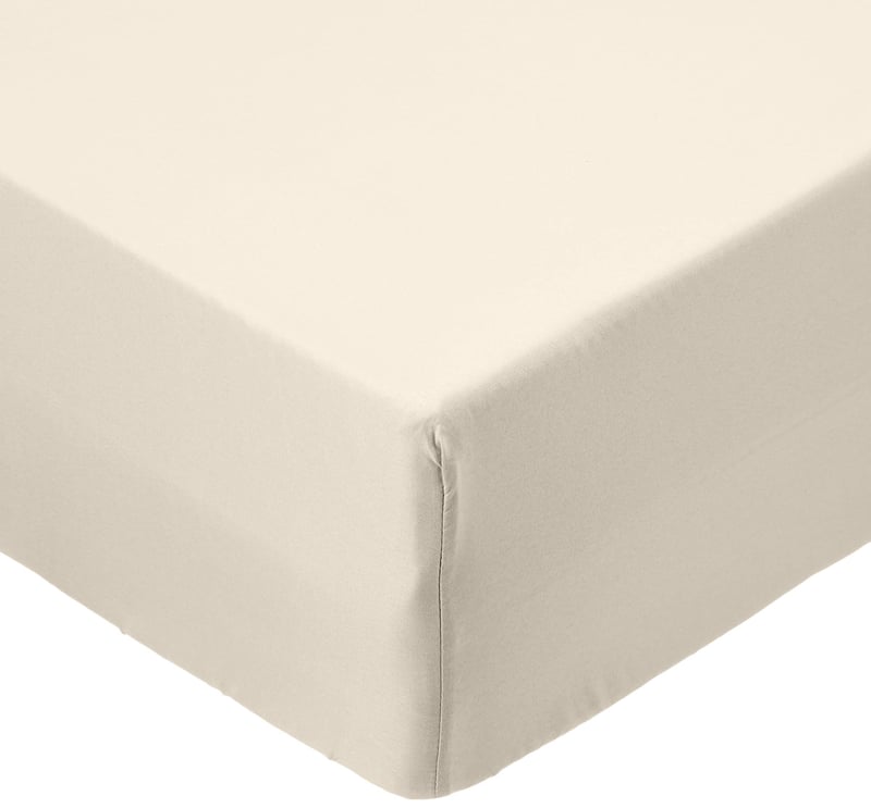 Cearșaf cu elastic din microfibră Amazon Basics, 100% poliester, moale și respirabil, 90x190x30 cm, bej