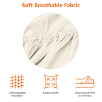 Cearșaf cu elastic din microfibră Amazon Basics, 100% poliester, moale și respirabil, 90x190x30 cm, bej 3