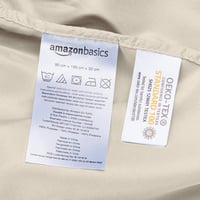 Cearșaf cu elastic din microfibră Amazon Basics, 100% poliester, moale și respirabil, 90x190x30 cm, bej 6