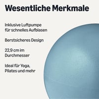 Amazon Basics mini pilates lopta 22,9 cm, odolná proti prasknutiu, gymnastická lopta na jogu a posilňovanie stredu tela, akvamarínová 2