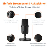 Mini USB kondenzátorový mikrofón Amazon Basics na streamovanie, hranie hier a podcasting, s kardioidnou charakteristikou, čierny 2