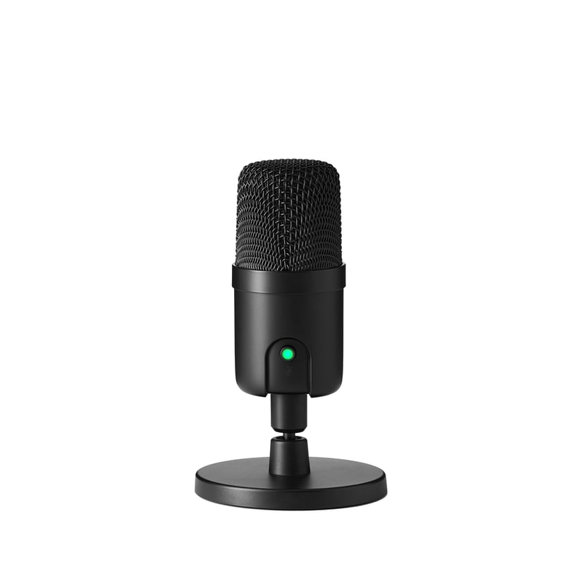 Mini USB kondenzátorový mikrofón Amazon Basics na streamovanie, hranie hier a podcasting, s kardioidnou charakteristikou, čierny