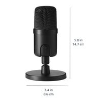 Mini USB kondenzátorový mikrofón Amazon Basics na streamovanie, hranie hier a podcasting, s kardioidnou charakteristikou, čierny 5