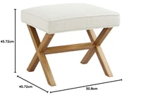 Puf pătrat tapițat Amazon Basics Modern pentru hol sau sufragerie, in, lemn masiv, culoarea fildeșului, 45,7 x 50,8 x 45,7 cm 7