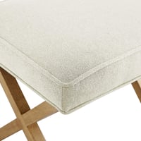 Puf pătrat tapițat Amazon Basics Modern pentru hol sau sufragerie, in, lemn masiv, culoarea fildeșului, 45,7 x 50,8 x 45,7 cm 5