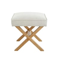 Puf pătrat tapițat Amazon Basics Modern pentru hol sau sufragerie, in, lemn masiv, culoarea fildeșului, 45,7 x 50,8 x 45,7 cm 4