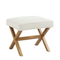 Puf pătrat tapițat Amazon Basics Modern pentru hol sau sufragerie, in, lemn masiv, culoarea fildeșului, 45,7 x 50,8 x 45,7 cm 1