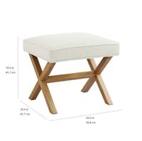 Puf pătrat tapițat Amazon Basics Modern pentru hol sau sufragerie, in, lemn masiv, culoarea fildeșului, 45,7 x 50,8 x 45,7 cm 3