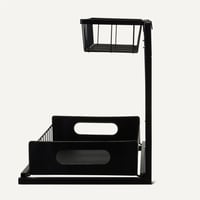 Amazon Basics Úložný regál pod drez, L-tvarovaný, výsuvný organizér do skrinky, výsuvná spodná polica, 2 ks, čierny 3