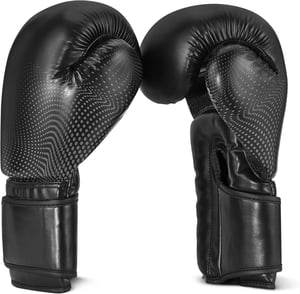 Amazon Basics boksačke rukavice od umjetne kože, uniseks, za trening, sparing, MMA, tajlandski boks - crne - 16 oz