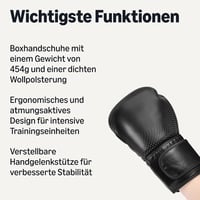 Amazon Basics műbőr boxkesztyű uniszex, edzés, sparring, MMA, Muay Thai - fekete - 16 oz 2