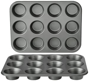 Amazon Basics kalup za muffine, 2 komada, ugljični čelik s neprianjajućim slojem, siva, 35,3x26,8x3,1 cm