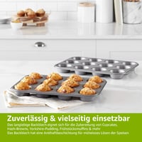 Amazon Basics forma na muffiny, 2 ks, nelepivá uhlíková oceľ, sivá, 35,3x26,8x3,1 cm 4